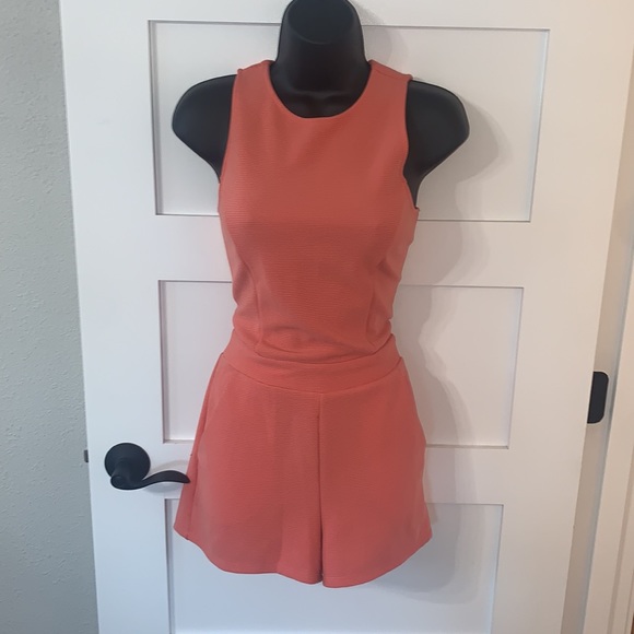 Coral Racerback Romper Small Stretchy & Comfy - Picture 1 of 12